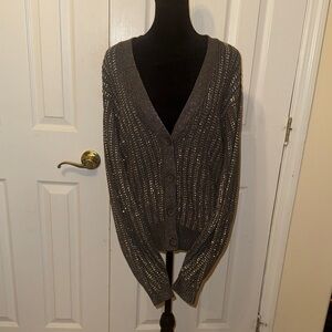 INC International Concepts Metallic Gray Cardigan